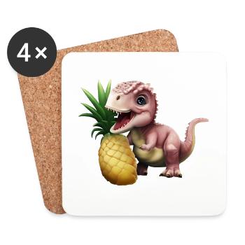 Un ananas sucré pour le petit dinosaure - Dessous de verre (lot de 4) - blanc - Devant