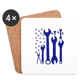 Cadeaux de mécaniciens patriotiques Drapeau américain fait de - Dessous de verre (lot de 4) - blanc - Devant