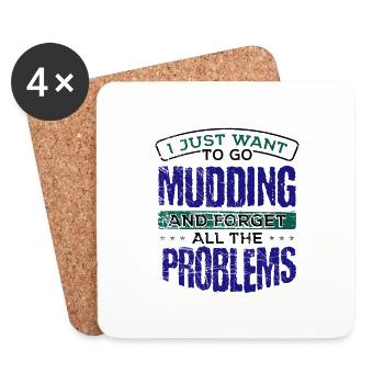 Mudder Gift Go Mudding and Forget all the - Coasters (set of 4) - white - Front