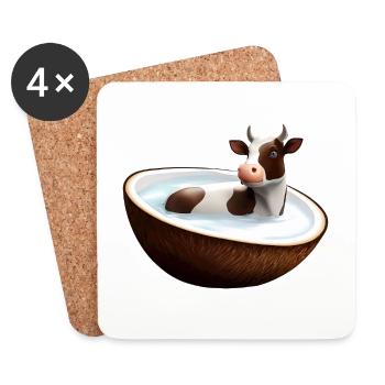 Cow in coconut - Coasters (set of 4) - white - Front