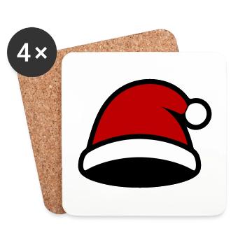 Chapeau de Père Noël Noël - Dessous de verre (lot de 4) - blanc - Devant