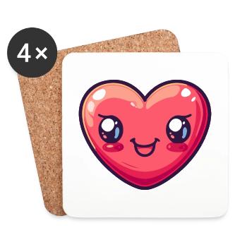 Heart Love Love - Coasters (set of 4) - white - Front