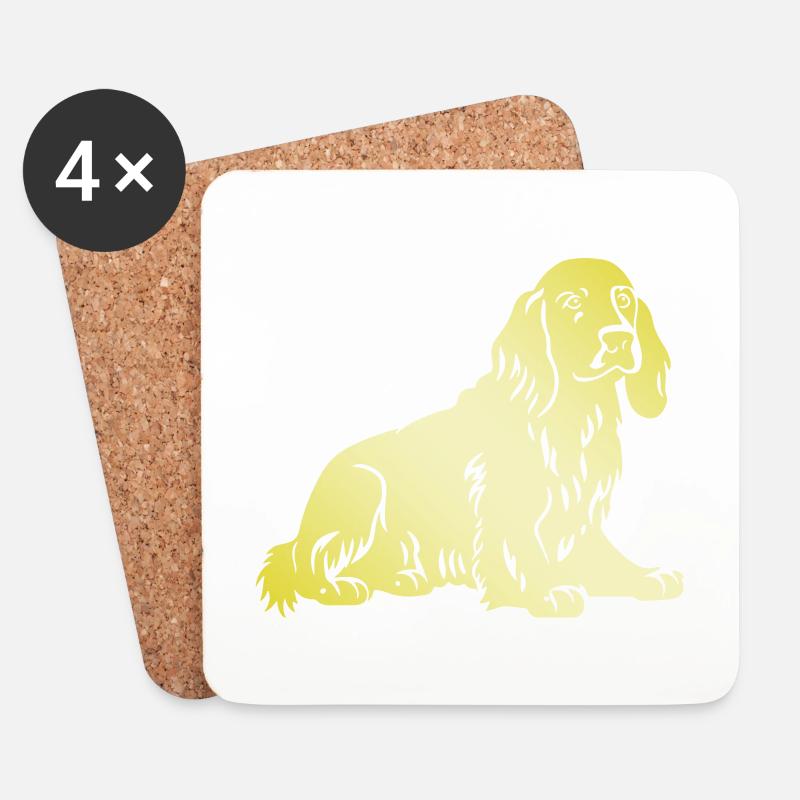 Cocker Spaniel Hund Silhouette - Untersetzer (4er-Set) - Weiß