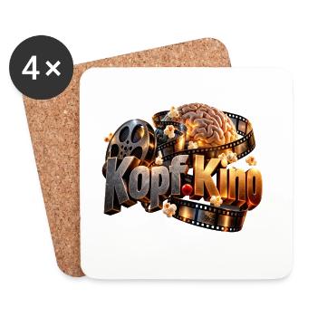 Kopf Kino Filmhirn Popcorn - Untersetzer (4er-Set) - Weiß - Vorne