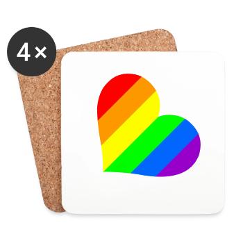 Regenbogen Herz - Untersetzer (4er-Set) - Weiß - Vorne