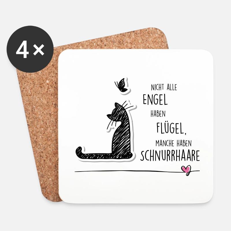 CAT ANGEL - Untersetzer (4er-Set) - Weiß