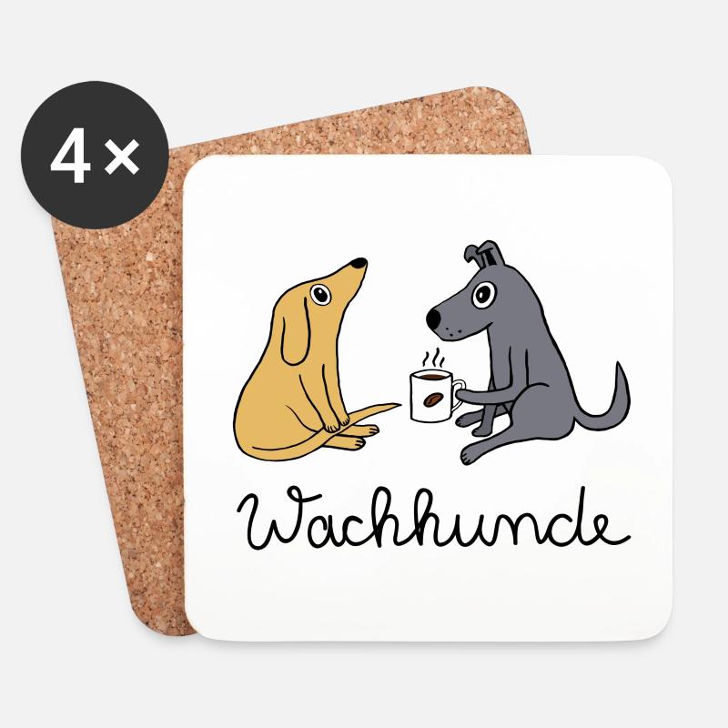 Wachhunde - Nur wach mit Kaffee - Untersetzer (4er-Set) - Weiß