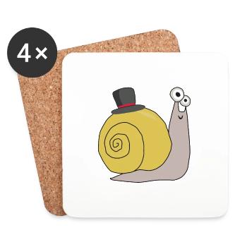 Schnecke mit Hut lustige Tiere für Kinder - Coasters (set of 4) - white - Front
