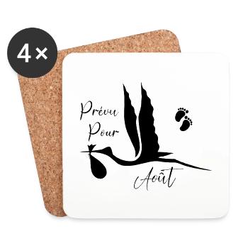 Prévu pour Août - Annonce bébé - Dessous de verre (lot de 4) - blanc - Devant