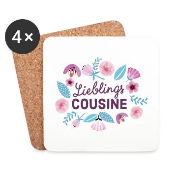 Lieblingscousine Geschenk für Cousine - Untersetzer (4er-Set) - Weiß - Vorne