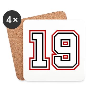 19 Numéro - Dessous de verre (lot de 4) - blanc - Devant