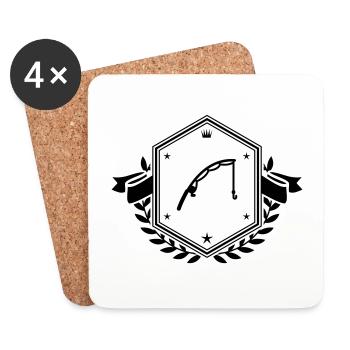 Angelrute angeln wappen - Untersetzer (4er-Set) - Weiß - Vorne