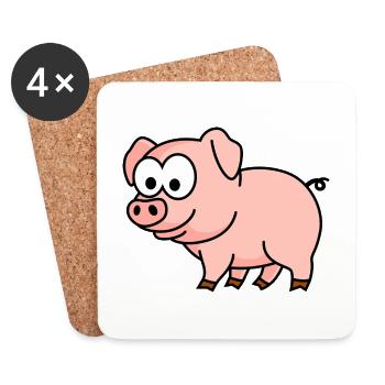 Pig Comic Animal - Coasters (set of 4) - white - Front