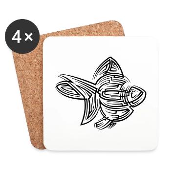 Goldfish Tribal Tattoo - Coasters (set of 4) - white - Front