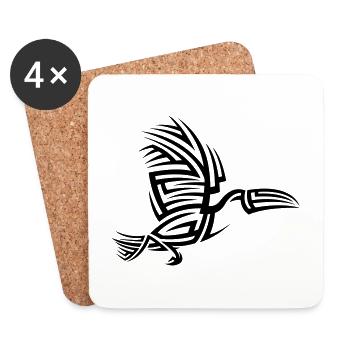 Toucan Tribal Tattoo - Coasters (set of 4) - white - Front