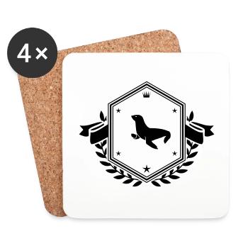 Seehund Wappen - Untersetzer (4er-Set) - Weiß - Vorne