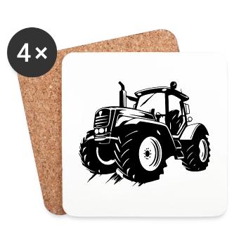Tractor Farmer Farmer Symbol - Coasters (set of 4) - white - Front