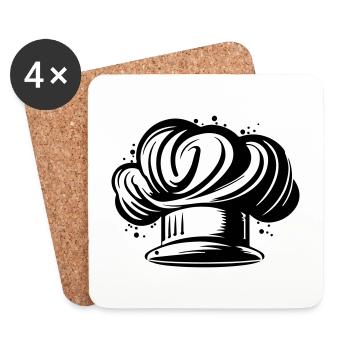 Chef's Hat Silhouette Cooking Chef - Coasters (set of 4) - white - Front