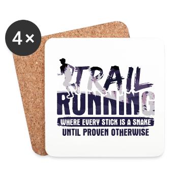 Berg-Laufen Für Läufer Trailrunning - Untersetzer (4er-Set) - Weiß - Vorne