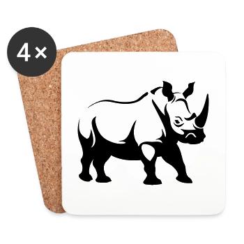 Bien-être animal rhinocéros - Dessous de verre (lot de 4) - blanc - Devant