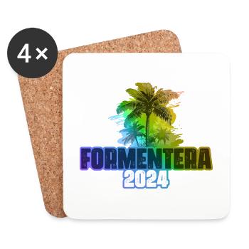 Formentera 2024 Holiday Palm Trees Colorful - Coasters (set of 4) - white - Front