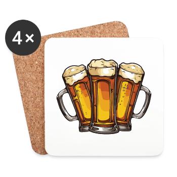 Beer Drinking Team Beer Glass - Coasters (set of 4) - white - Front