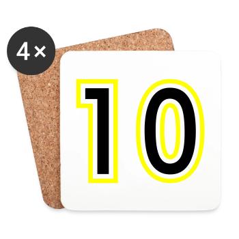 10 Zahl College - Untersetzer (4er-Set) - Weiß - Vorne