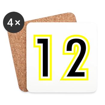 12 Zahl College - Untersetzer (4er-Set) - Weiß - Vorne