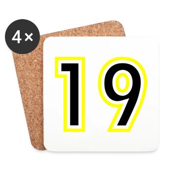 19 Zahl College - Untersetzer (4er-Set) - Weiß - Vorne