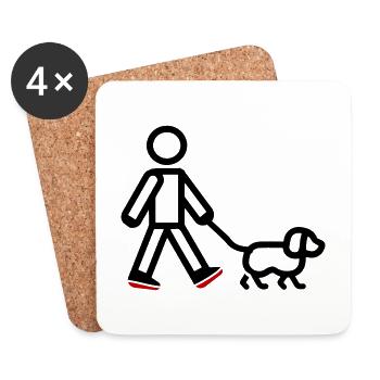 Gassi Gehen Hund - Untersetzer (4er-Set) - Weiß - Vorne