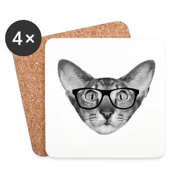 Chat oriental à poil court - Dessous de verre (lot de 4) - blanc - Devant