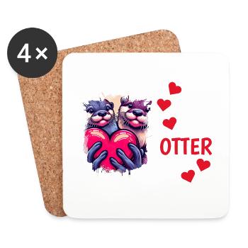 Otter half liebe geschenk - Untersetzer (4er-Set) - Weiß - Vorne