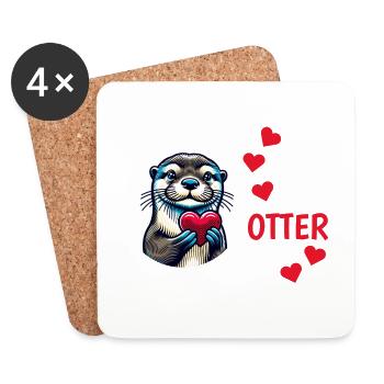 Otter half liebe geschenk - Untersetzer (4er-Set) - Weiß - Vorne