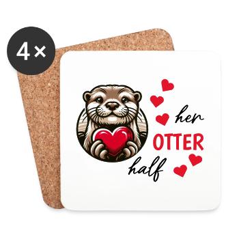 Otter half liebe geschenk - Untersetzer (4er-Set) - Weiß - Vorne