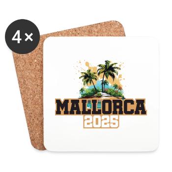 Mallorca 2025 Palmen - Untersetzer (4er-Set) - Weiß - Vorne