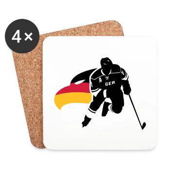 DEUTSCHLAND EISHOCKEY GER STÜRMER MIT ADLERKOPF - Untersetzer (4er-Set) - Weiß - Vorne