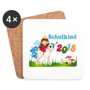 Schoolchild 2018 school unicorn girl - Coasters (set of 4) - white - Front