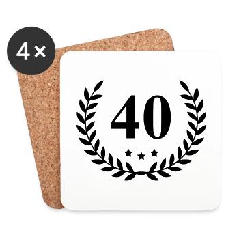 40 Couronne numéro - Dessous de verre (lot de 4) - blanc - Devant