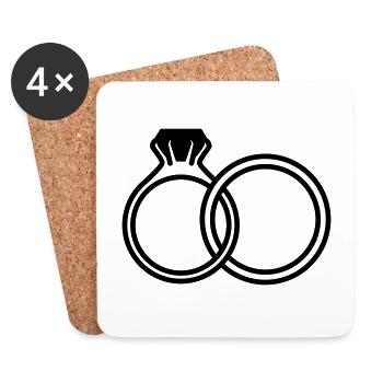 Eheringe symbol - Untersetzer (4er-Set) - Weiß - Vorne