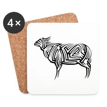 Tatouage tribal de mouton - Dessous de verre (lot de 4) - blanc - Devant