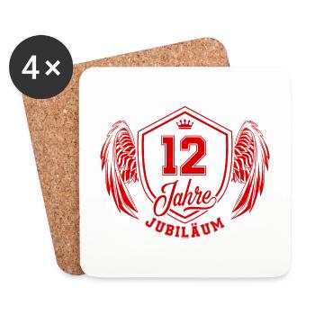 12 Zahl Wappen - Untersetzer (4er-Set) - Weiß - Vorne