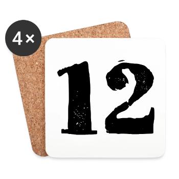 12 Zahl Trikot - Untersetzer (4er-Set) - Weiß - Vorne