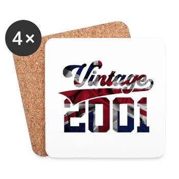 VINTAGE 2001 UK 25TH BIRTHDAY - Coasters (set of 4) - white - Front