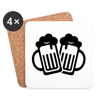 Bierglas Symbol - Untersetzer (4er-Set) - Weiß - Vorne