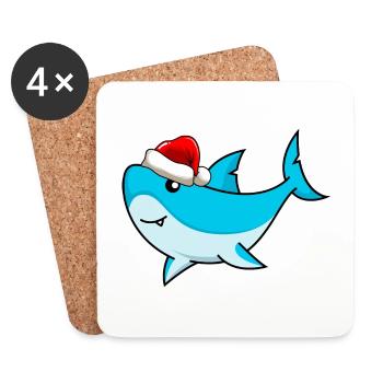 Shark Comic Noël - Dessous de verre (lot de 4) - blanc - Devant
