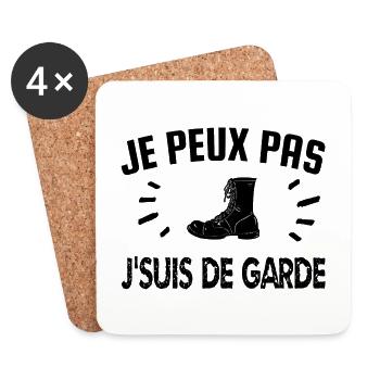 je peux pas je suis de garde - Dessous de verre (lot de 4) - blanc - Devant