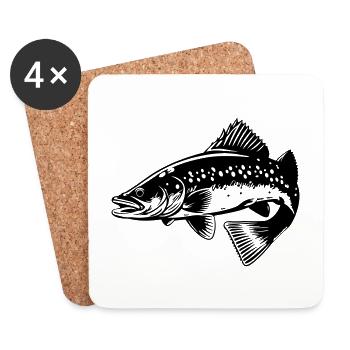 Hecht Fisch Silhouette - Untersetzer (4er-Set) - Weiß - Vorne