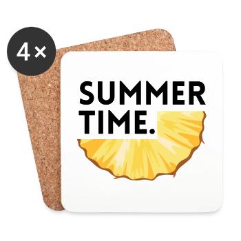 Sommerzeit - Ananas - Untersetzer (4er-Set) - Weiß - Vorne