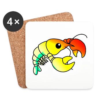 Homard Comic Animal - Dessous de verre (lot de 4) - blanc - Devant