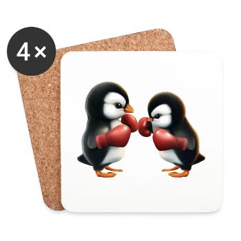 Penguin Boxing Match - Coasters (set of 4) - white - Front
